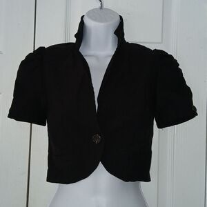 Have & Have black stretch cropped single button closure shrug jacket Sz S